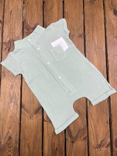 رامپر موسلین پسرانه سبز