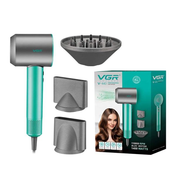 سشوار حرفه‌ای وی‌جی‌ار (سالنی) vgr مدل V-440 سبز